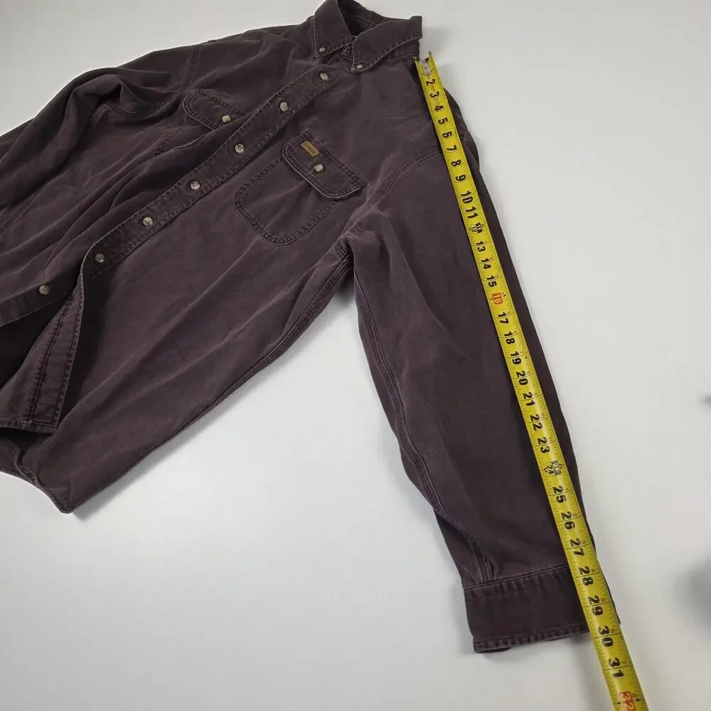 Carhartt‎ Shirt Mens Extra Large Purple Faded Button Down Workwear Double Pocket